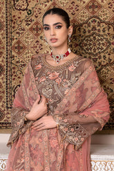 JJ EMBELLISH BY JANIQUE LUXURY EMBROIDERED UNDTITCHED SUIT D-005 Apricot Blossom
